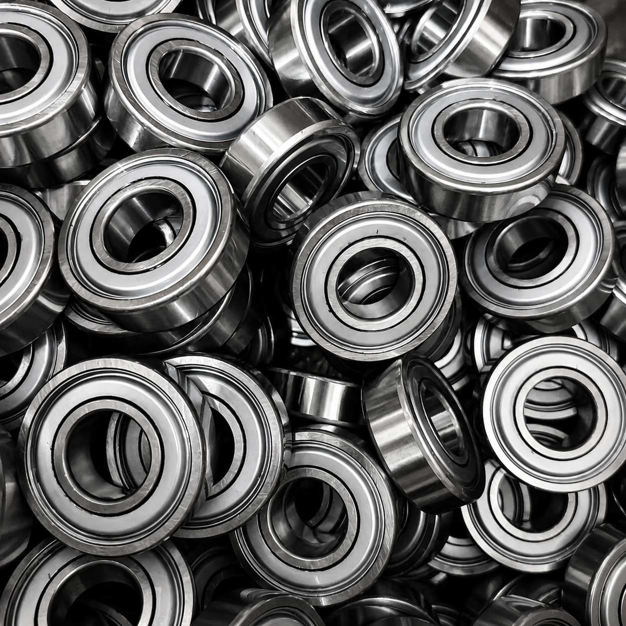 Close view of finished industrial bearings
